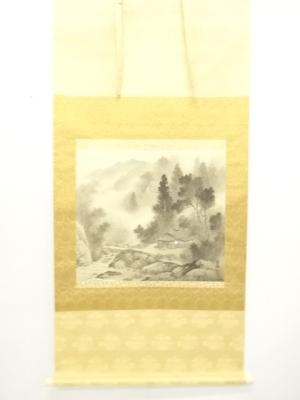 唐沢玄堂筆　水墨山水　肉筆絹本掛軸